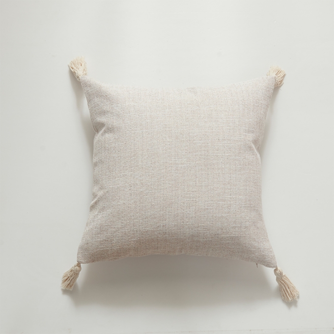Wholesale Cotton Linen Plain Throw Pillow Case With Tassels