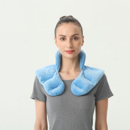 OEM Aesthetic Reusable Microwavable Back Neck and Shoulders Blue Polyester Velvet Heated Packs With Quality Edging Sew