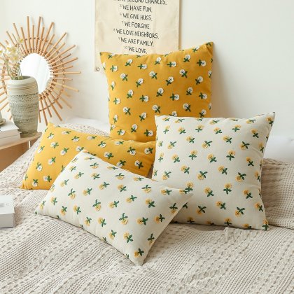 Bulk Order Hot Selling Luxury Home Decor 3D Sun Flower Square Linen Sofa Throw Pillow Covers