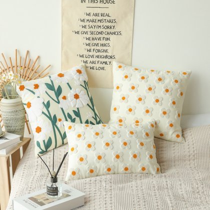 Purchasing Selling Well Bohemian Style Daisy Pattern Cushion Cover Plush Cotton Sofa Decorative Throw Pillow Case