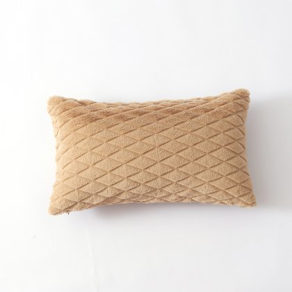 Brown Short Fur Velvet 30*50cm Lumbar Pillow Cover For Car