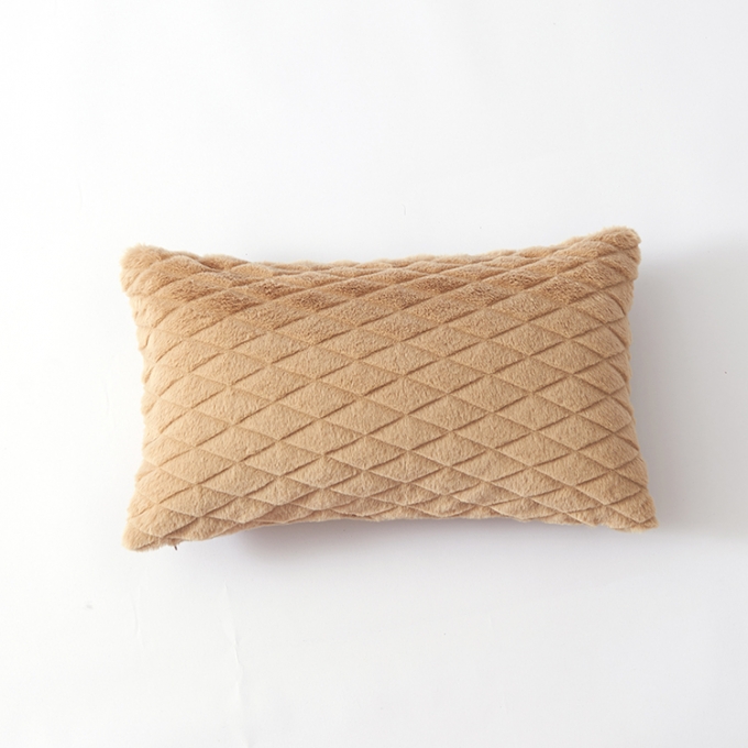 Brown Short Fur Velvet 30*50cm Lumbar Pillow Cover For Car