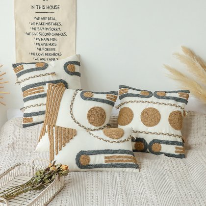Hot Sale Bohemian Moroccan Cushion Cover Bedroom Sofa Cotton Tufted Pillow Cover Wholesale