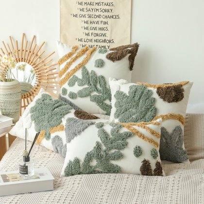 Embroidery Bohemian Boho Tufted Geometric Style Living Room Sofa Decorative Soft Linen Pillowcase Cushion Cover Wholesale