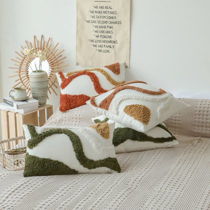 Patchwork Boho Tufted Bohemian Style Soft Cotton Living Room Sofa Decorative Cushion Cover With Tassels Wholesale