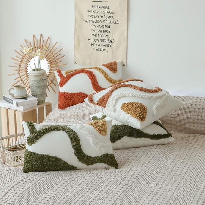 Patchwork Boho Tufted Bohemian Style Soft Cotton Living Room Sofa Decorative Cushion Cover With Tassels Wholesale