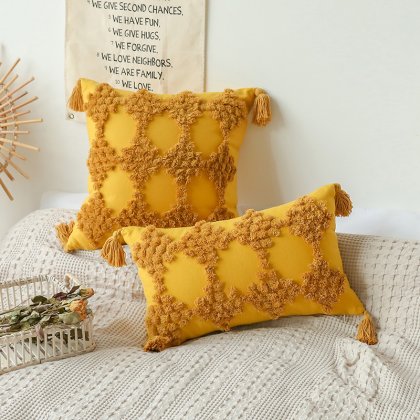 18 x 18 Inch throw pillow cases vintage striped designer cushion cover with tassels Wholesale