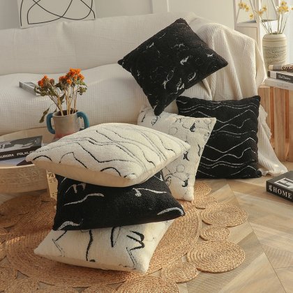Supplies Quality Polyester Fabric White Sequin Wave Plush Cushion Cover For The Living Room Sofa Kids