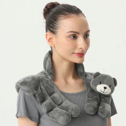 Supplies Grey Soft Cartoon Bear Head Microwavalble Natural Scented Heat Therapy Herbal Neck & Shoulder Wrap Wholesale