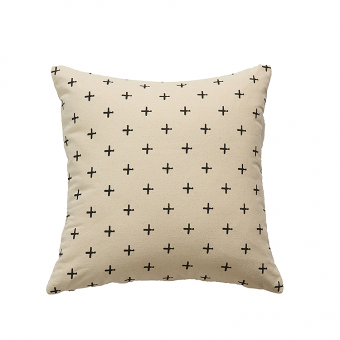 Wholesale 100% Nature Color Cotton Canvas Pillow Covers With One Color Silk Screen Printing