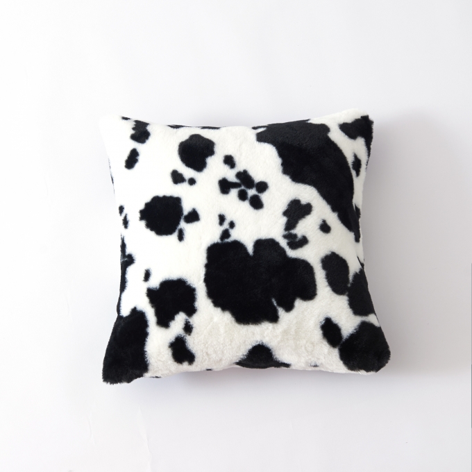 Custom Size Cow Pattern Throw Pillow Cover Polyester Velvet Material